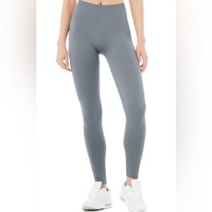 Alo Yoga Seamless High-waisted Ribbed Leggings, size S, steel blue